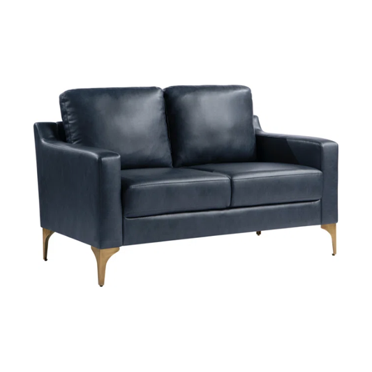 Square Arm Faux Leather Loveseat